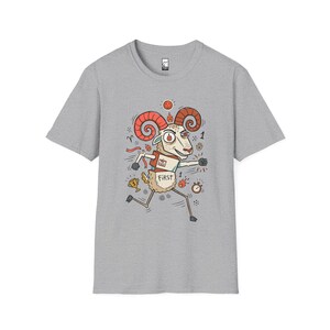 Aries Ram Graphic Tee | Funny Zodiac Astrology Unisex Shirt Sport Grey