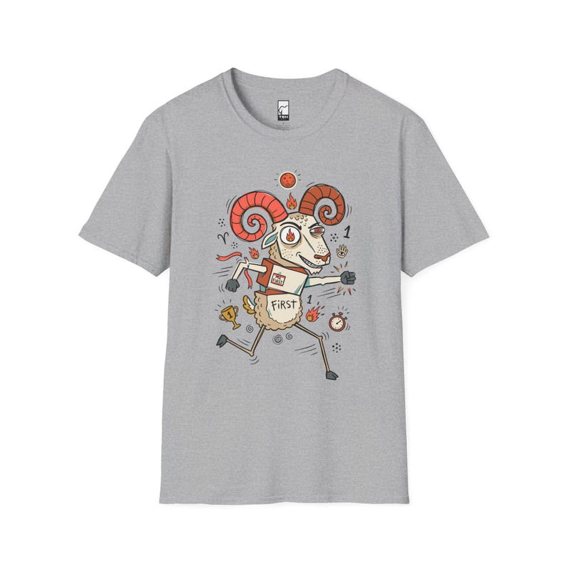 Aries Ram Graphic Tee | Funny Zodiac Astrology Unisex Shirt Sport Grey