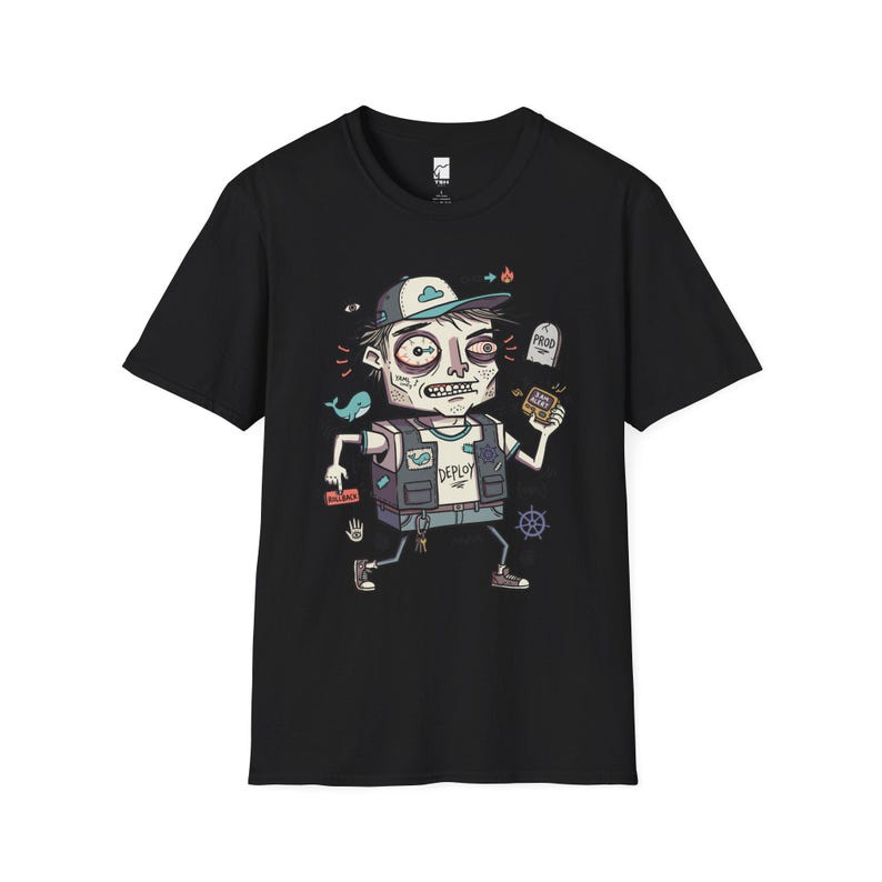 DevOps Engineer T-shirt | Rolig CI CD Deployment Graphic Tee, Sysadmin Coder T-shirt Black