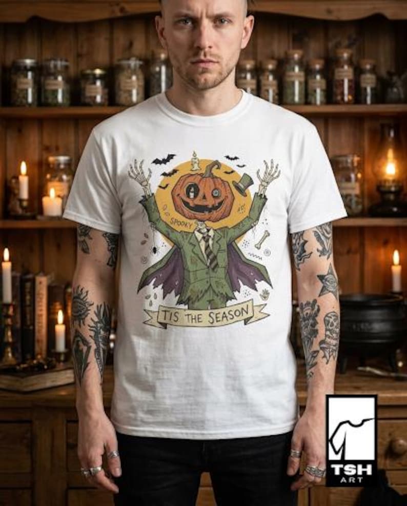 Jack O Lantern Scarecrow Shirt | Spooky Pumpkin Tee | Funny Halloween Graphic Tee | Tis The Season Shirt | Retro Fall Tee | Unisex Gift