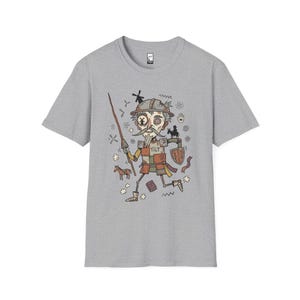 Don Quixote Graphic Tee | Funny Spanish Knight Illustration, Unisex Culture Shirt Sport Grey