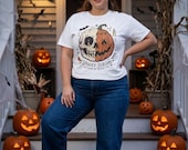 Spooky Season Halloween Shirt | Skull Pumpkin T Shirt | Retro Horror Graphic Tee | Creepy Fall Outfit | Gothic Autumn Wear | Unisex Gift