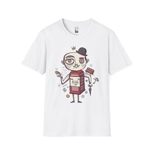 London T-Shirt | British Gentleman Phone Box Graphic Tee, Unisex Shirt White