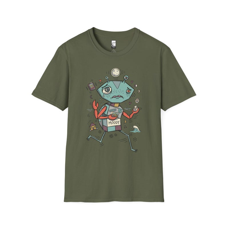 Cancer Crab T-Shirt | Moody Sensitive Astrology Graphic Tee Military Green