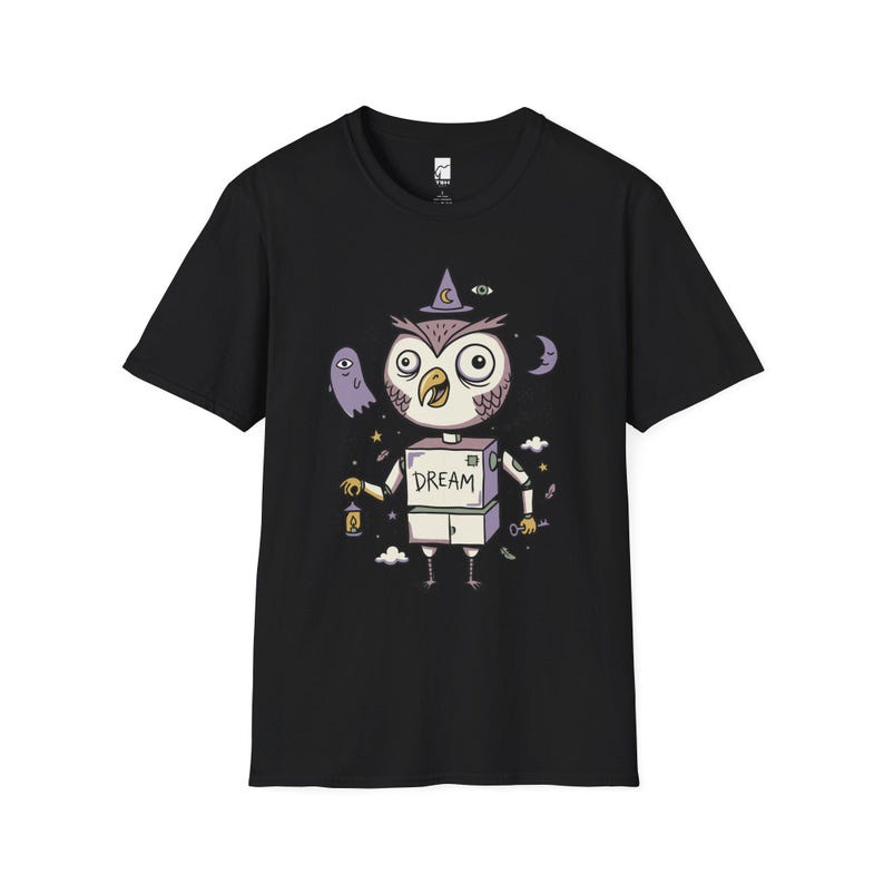 Dreamy Owl T-Shirt | Whimsigoth Graphic Tee, Mystical Unisex Shirt, Reader Gift Black