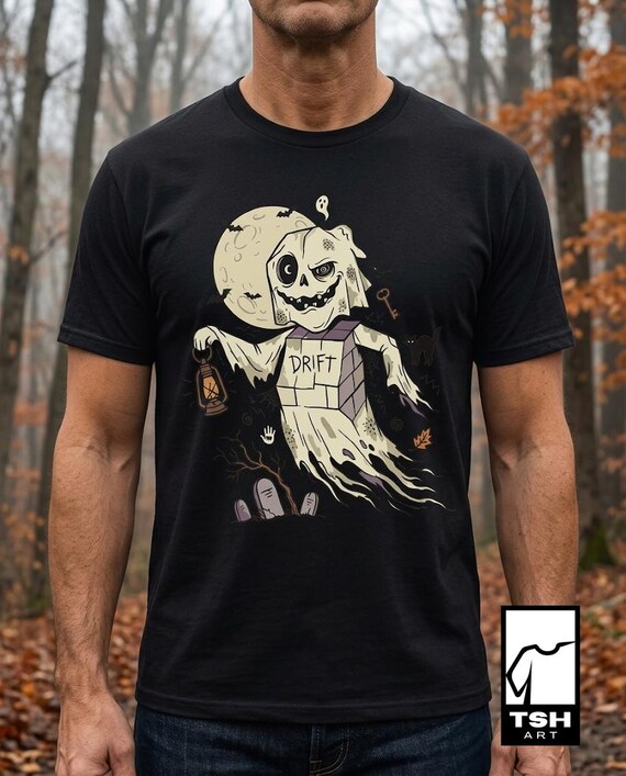 Unisex Ghost T-Shirt | Vintage Halloween Print | Spooky Graveyard Graphic Tee | Retro Ghost T-Shirt