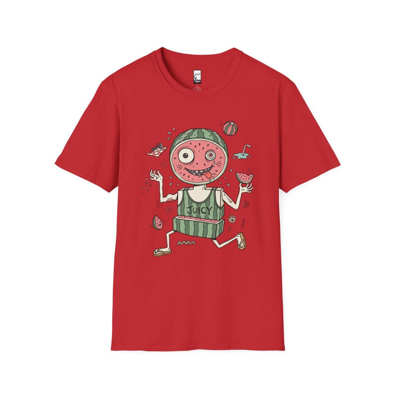 Rolig vattenmelon-T-shirt | Saftig sommargrafik-T-shirt, udda fruktälskare-T-shirt Red