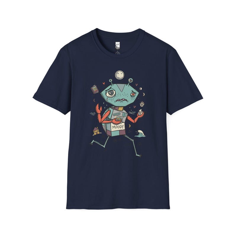 Cancer Crab T-Shirt | Moody Sensitive Astrology Graphic Tee Navy