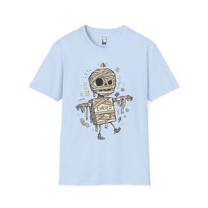 Camiseta de momia / Camiseta gráfica divertida de Halloween con temática egipcia maldita Light Blue