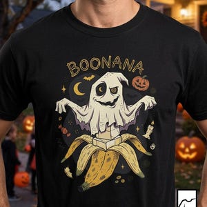 Funny Ghost Banana Shirt | Boonana Halloween T Shirt | Cute Spooky Pun Tee | Pumpkin Moon Graphic Tee | Vintage Halloween Tee | Unisex Gift