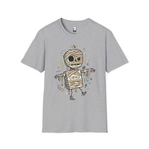 Camiseta de momia / Camiseta gráfica divertida de Halloween con temática egipcia maldita Sport Grey