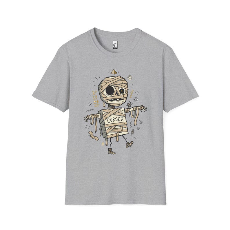 Camiseta de momia / Camiseta gráfica divertida de Halloween con temática egipcia maldita Sport Grey