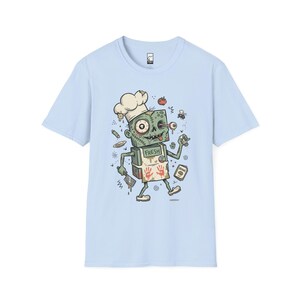 Koszulka Zombie Chef | Koszulka z grafiką Horror Cooking, odzież dla smakoszy na Halloween Light Blue