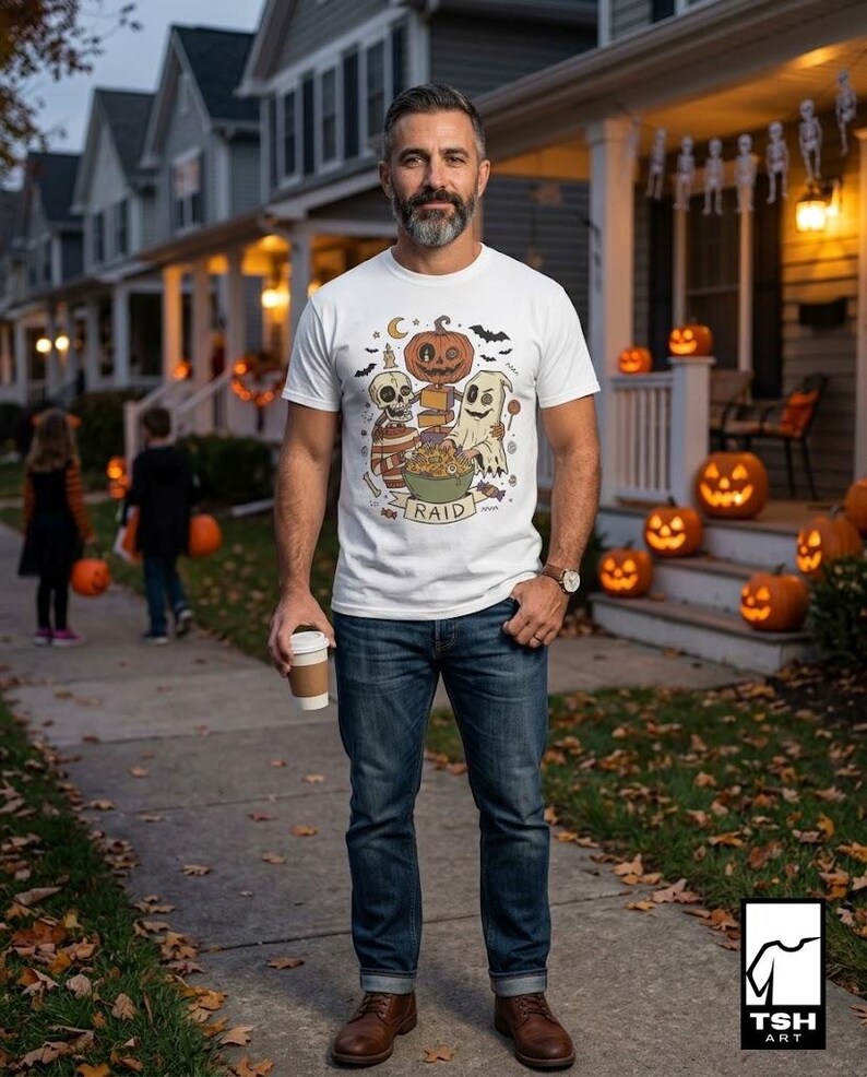 Vintage Halloween Shirt | Skeleton Ghost T Shirt | Spooky Candy Bowl Tee | Pumpkin Trick Or Treat Tee | Retro Spooky Tee | Unisex Gift