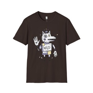 Wild Wolf Graphic Tee | Boho Folk Art, Indie Lowbrow Unisex Shirt Dark Chocolate
