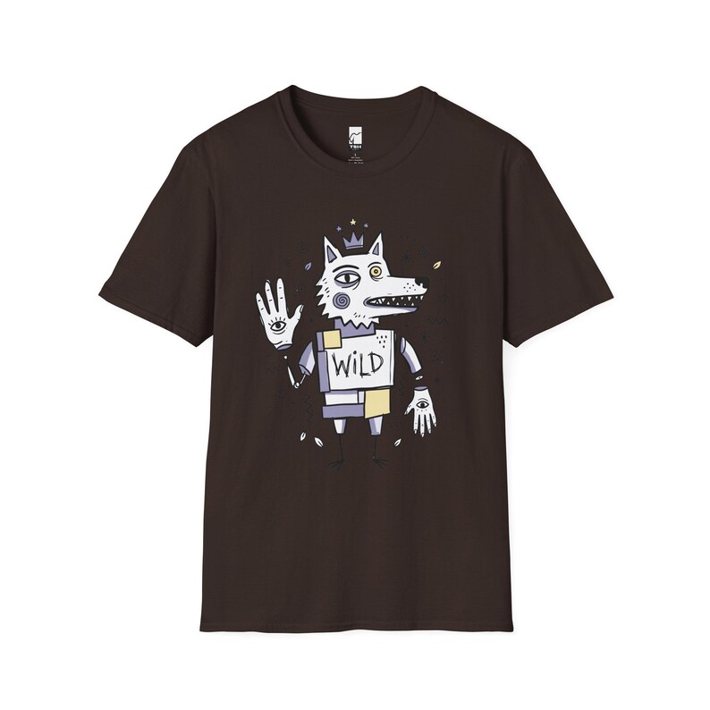 Wild Wolf Graphic Tee | Boho Folk Art, Indie Lowbrow Unisex Shirt Dark Chocolate
