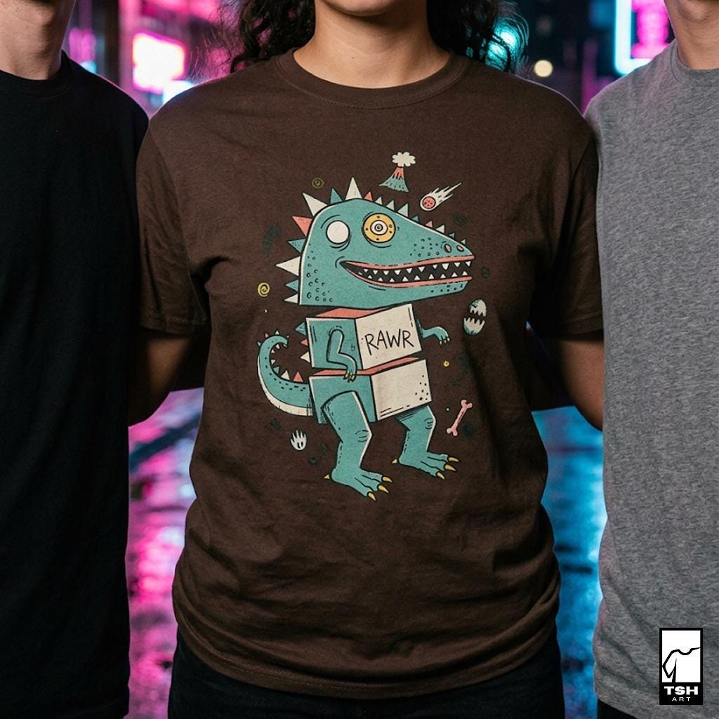 Funny RAWR T-Rex Shirt | Retro Dinosaur Graphic Tee, Kids Unisex Apparel