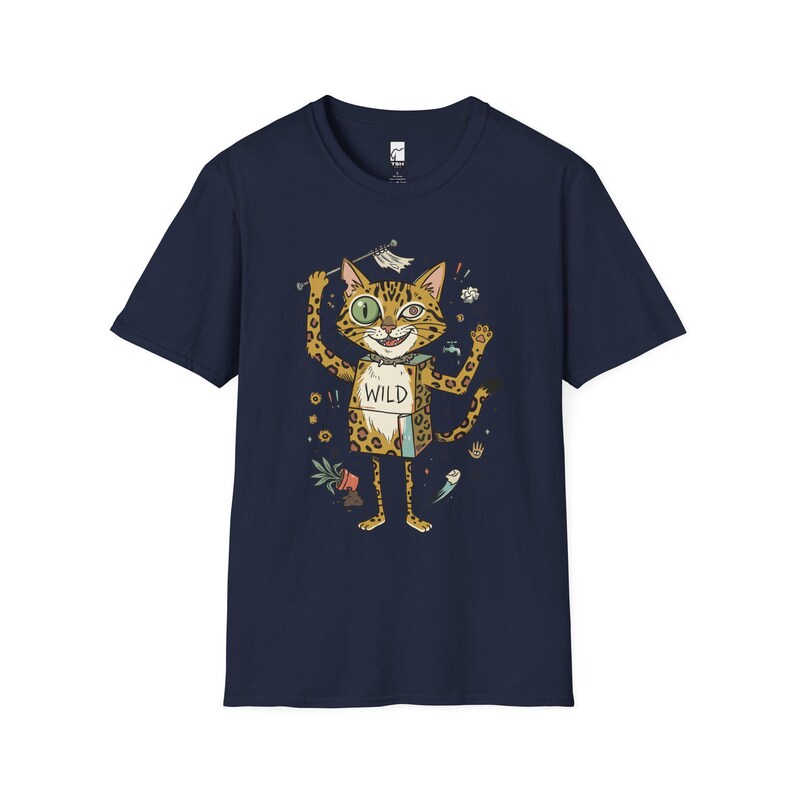 Bengal Cat T-Shirt | Chaotic Zoomies Feline Graphic Tee, Mischievous Cat Lover Gift Navy