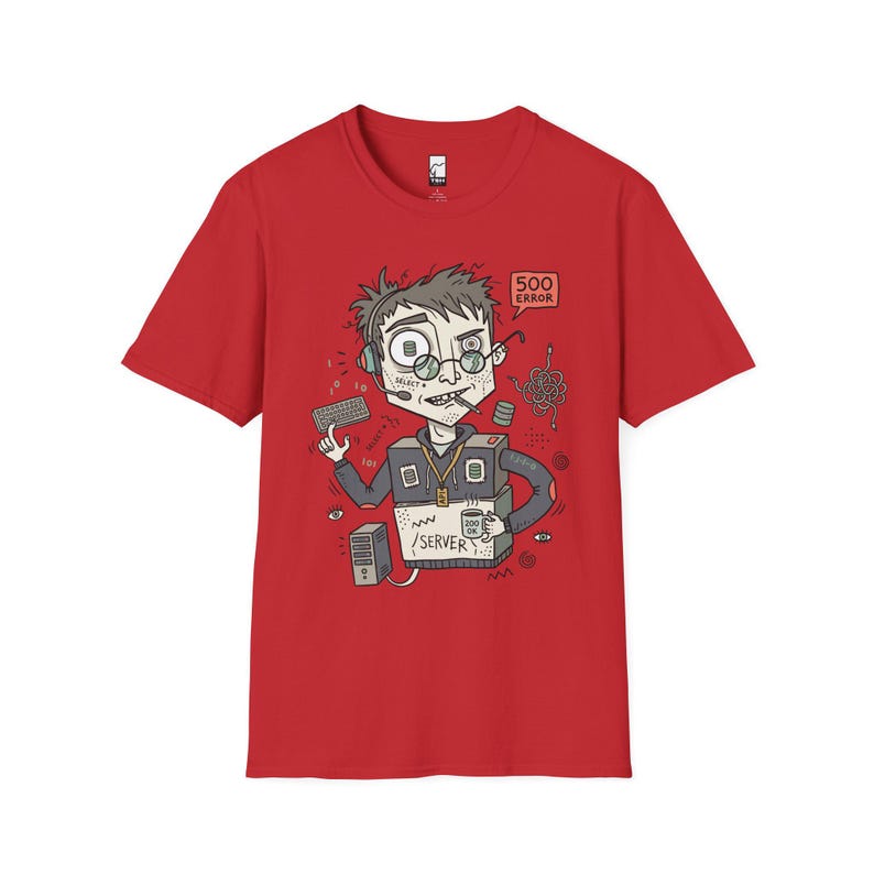 Backend Developer T-Shirt | Funny Server Error, API SQL Programmer Unisex Tee Red