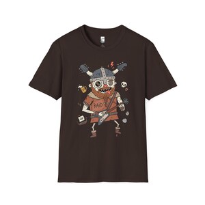 Viking Rocker T-Shirt | Norse Heavy Metal Graphic Tee, Guitarist Unisex Shirt Dark Chocolate