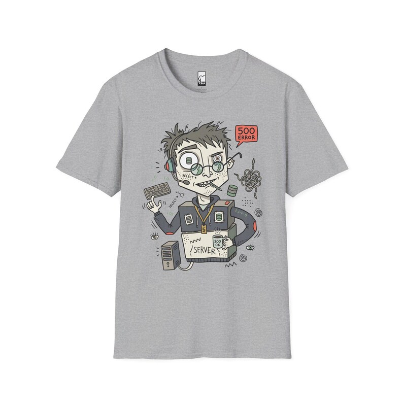 Backend Developer T-Shirt | Funny Server Error, API SQL Programmer Unisex Tee Sport Grey