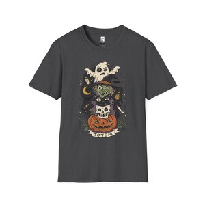 Halloween Witch Shirt | Black Cat Ghost Tee | Jack O Lantern Graphic Tee | Creepy Skull T Shirt | Retro Spooky Season Tee | Unisex Gift Dark Heather