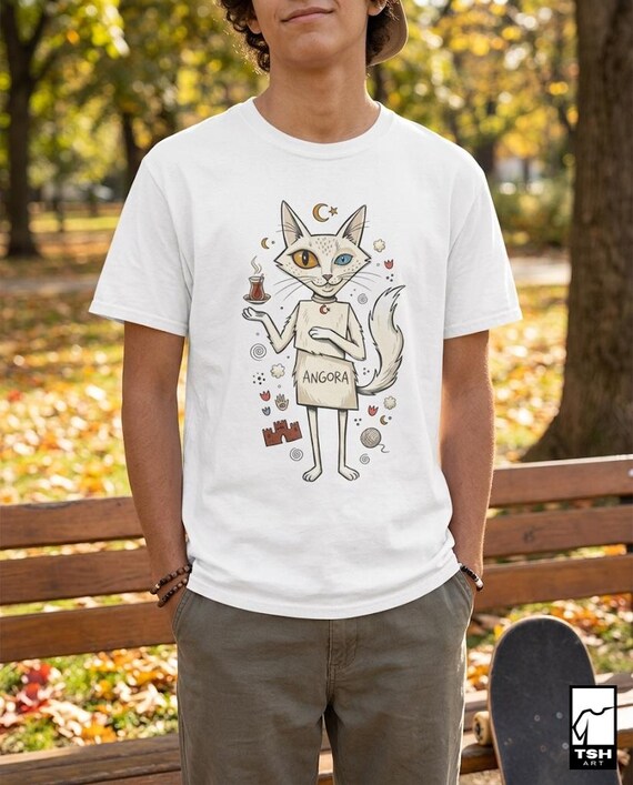 Turkish Angora Cat T-Shirt | Ankara Cat Graphic Tee, Cute Turkey Culture Unisex Shirt, Cat Lover Turkish Gift