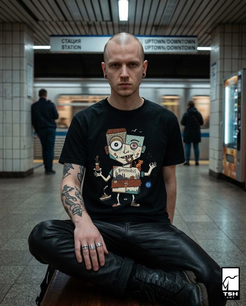 Istanbul Bosphorus Cat Tea Graphic Tee | Turkish Street Cat Unisex Shirt