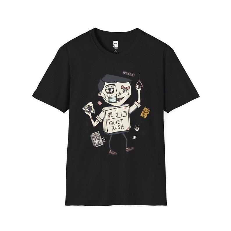 T-shirt Tokyo Vibes | Japans urbancore-shirt met graphic, Quiet Rush-illustratie Black