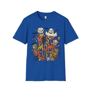 Bästa mamma någonsin Halloween-tröja | Spooky Mama T-shirt | Söt monstergrafik-tröja | Skräckmamma hösttopp | Retro läskiga kläder | Unisex present Royal