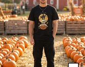Halloween Black Cat Shirt | Skull Pumpkin Graphic Tee | Gothic Tattoo Flash T Shirt | Spooky Season Cat Lover Gift | Dark Academia Fall Top