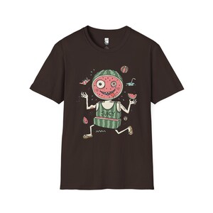 Rolig vattenmelon-T-shirt | Saftig sommargrafik-T-shirt, udda fruktälskare-T-shirt Dark Chocolate