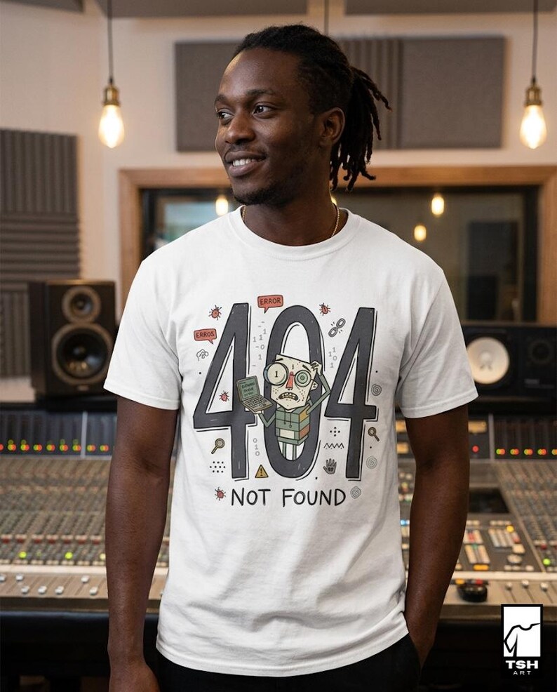 404 Not Found T-Shirt | Funny Developer Error Graphic Tee, Programmer Bug Unisex Shirt, Coder Geek Gift