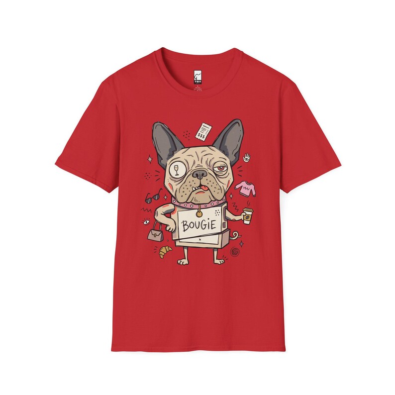 Bougie French Bulldog T-Shirt | Funny Spoiled Dog Mom Graphic Tee Red
