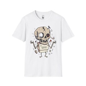 Dode schedel T-shirt | Grappig Halloween-grafisch T-shirt, griezelig schattig goth-uniseks shirt, griezelig horrorliefhebber cadeau White