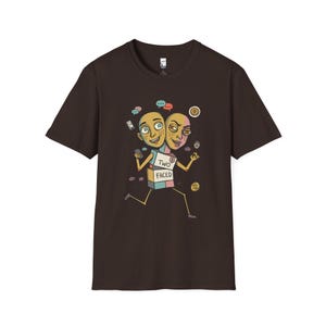 Gemini T-Shirt | Funny Dual Zodiac Illustration, Astrology Graphic Tee Dark Chocolate