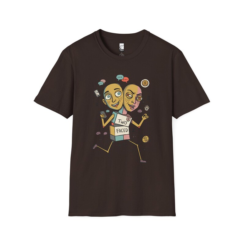 Gemini T-Shirt | Funny Dual Zodiac Illustration, Astrology Graphic Tee Dark Chocolate