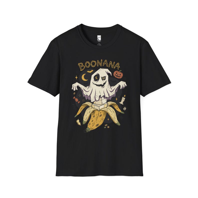 Funny Ghost Banana Shirt | Boonana Halloween T Shirt | Cute Spooky Pun Tee | Pumpkin Moon Graphic Tee | Vintage Halloween Tee | Unisex Gift Black