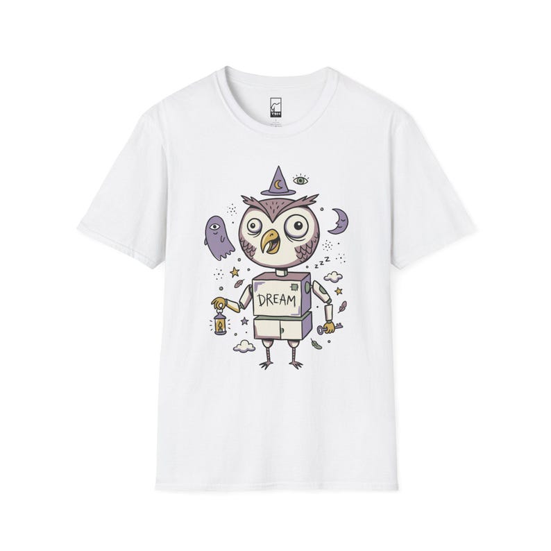 Dreamy Owl T-Shirt | Whimsigoth Graphic Tee, Mystical Unisex Shirt, Reader Gift White