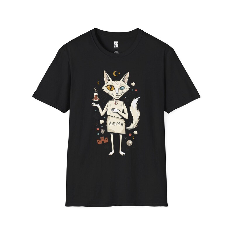 Camiseta turca con estampado de gato de Angora / Camiseta con estampado Ankara, Camiseta unisex de la cultura turca Black