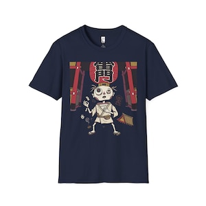 Tokyo Graphic Tee | Quirky Japanese Lantern Character Unisex Shirt Navy
