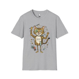Bengal Cat T-Shirt | Chaotic Zoomies Feline Graphic Tee, Mischievous Cat Lover Gift Sport Grey