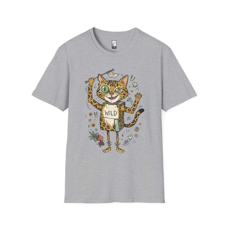 Bengal Cat T-Shirt | Chaotic Zoomies Feline Graphic Tee, Mischievous Cat Lover Gift Sport Grey