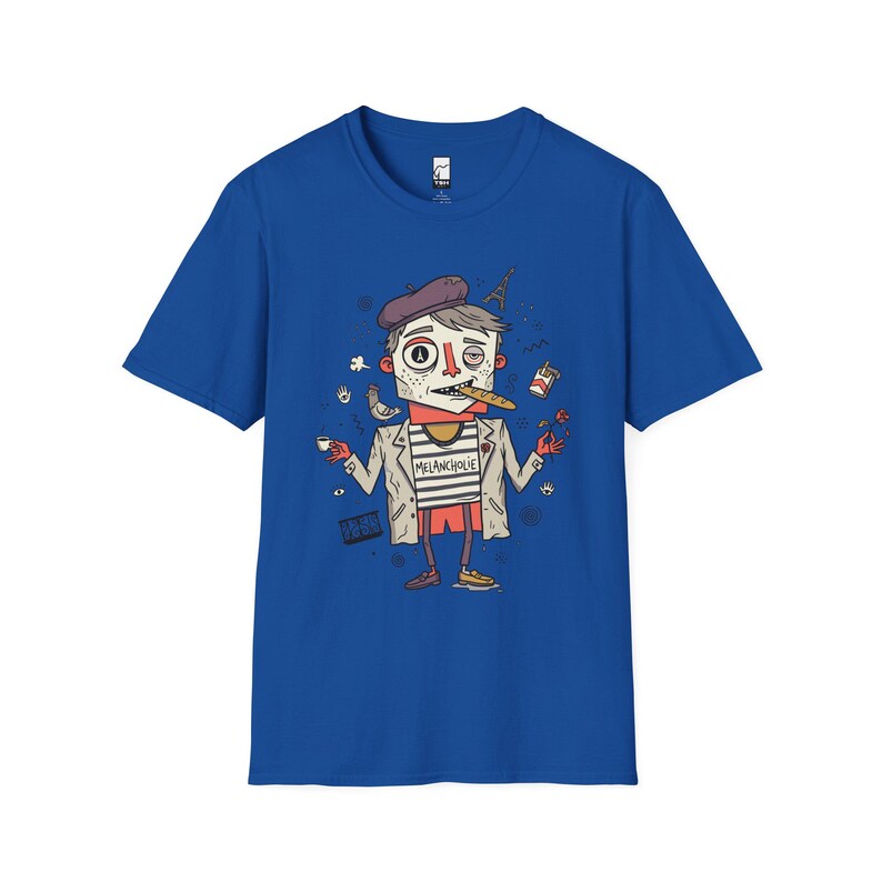 Paris Melancholie T-Shirt | French Ennui Graphic Tee, Parisian Illustration Unisex Shirt Royal