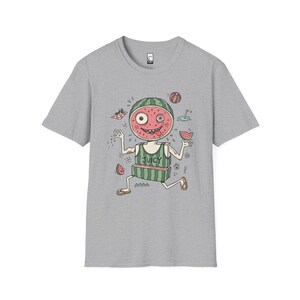 Rolig vattenmelon-T-shirt | Saftig sommargrafik-T-shirt, udda fruktälskare-T-shirt Sport Grey