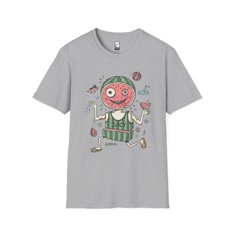 Rolig vattenmelon-T-shirt | Saftig sommargrafik-T-shirt, udda fruktälskare-T-shirt Sport Grey