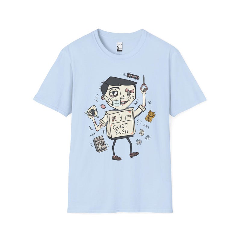 T-shirt Tokyo Vibes | Japans urbancore-shirt met graphic, Quiet Rush-illustratie Light Blue