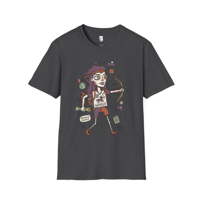 Schütze T-Shirt | Lustiges Sternzeichen Grafik T-Shirt, Fernweh Astrologie Unisex Shirt, Schütze Geburtstagsgeschenk Dark Heather
