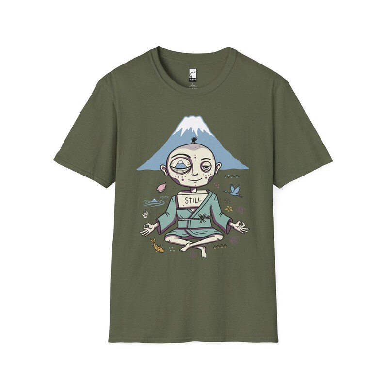 Zen Meditation Graphic Tee | Funny Mount Fuji Unisex Shirt, Japan Gift Military Green