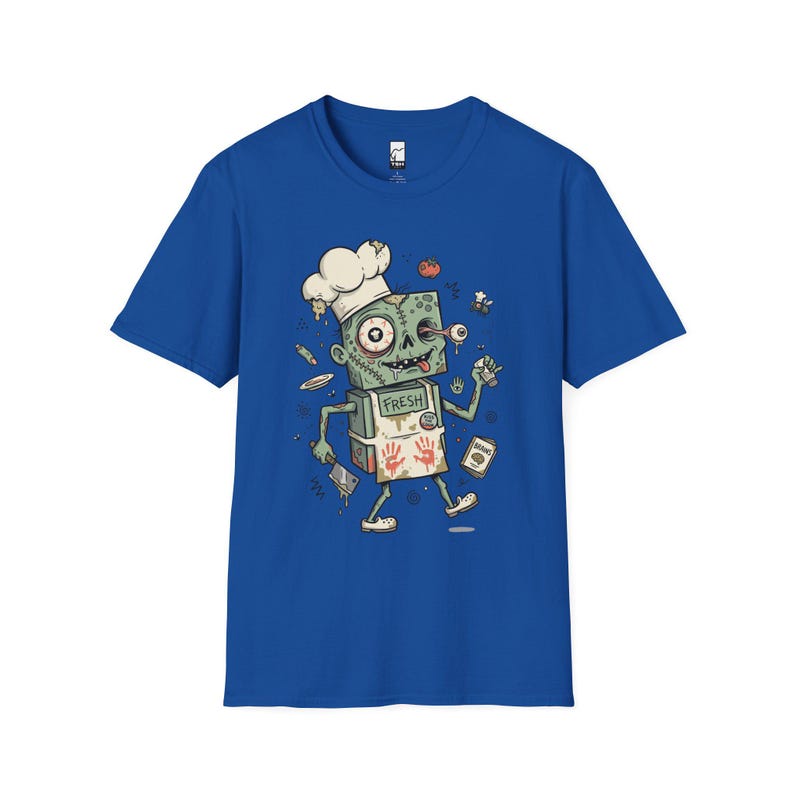 Koszulka Zombie Chef | Koszulka z grafiką Horror Cooking, odzież dla smakoszy na Halloween Royal